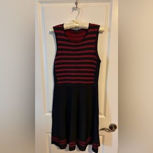 Pink Tartan Black and Red Checker Knit Dress, Size Large